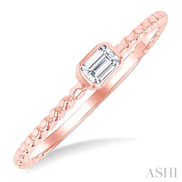 Bead Bijoux Emerald Shape East-West Bezel Set Petite Diamond Fashion Ring