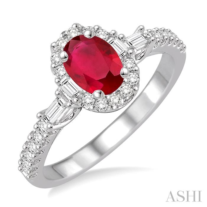 Oval Shape Gemstone & Halo Diamond Ring Oval Shape Gemstone & Halo Diamond Ring