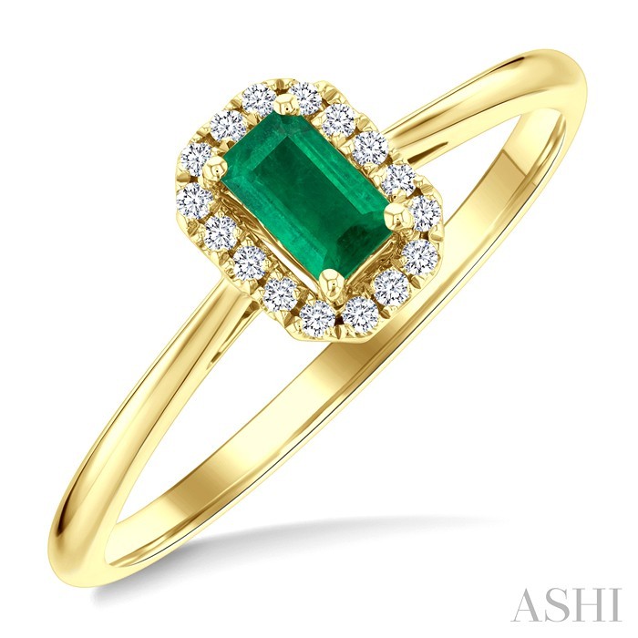 Emerald Shape Gemstone & Halo Diamond Ring