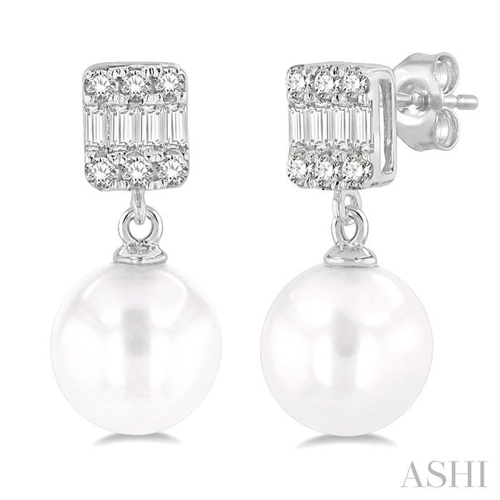 Pearl Drop Diamond Earrings Pearl Drop Diamond Earrings