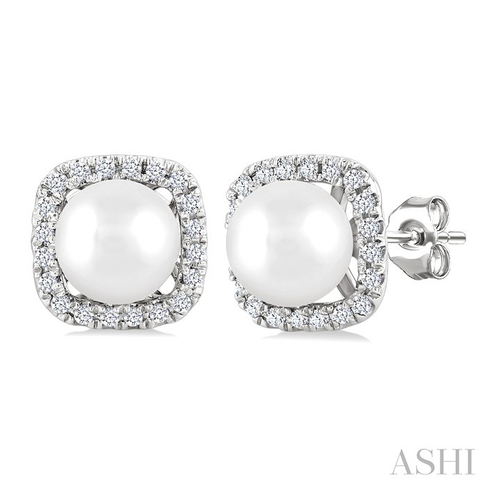Pearl & Petite Halo Diamond Fashion Earrings