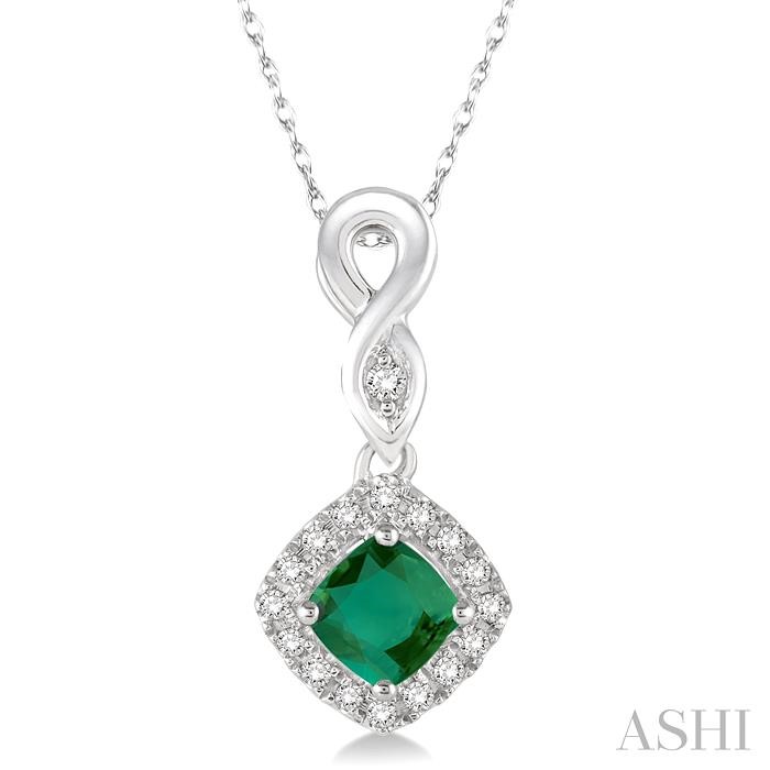 Cushion Shape Gemstone & Halo Diamond Pendant Cushion Shape Gemstone & Halo Diamond Pendant