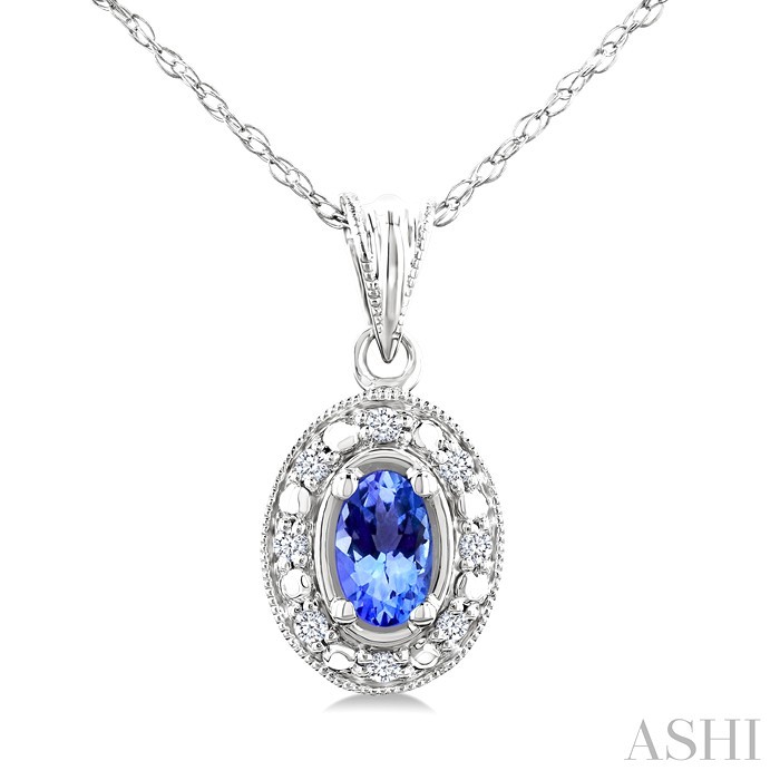 Oval Shape Gemstone & Halo Diamond Pendant Oval Shape Gemstone & Halo Diamond Pendant