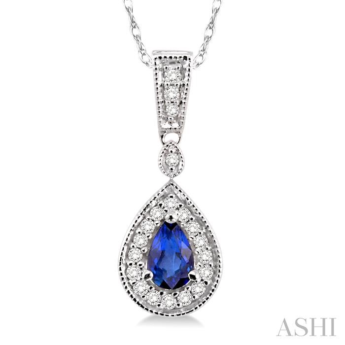 Pear Shape Gemstone & Halo Diamond Pendant Pear Shape Gemstone & Halo Diamond Pendant