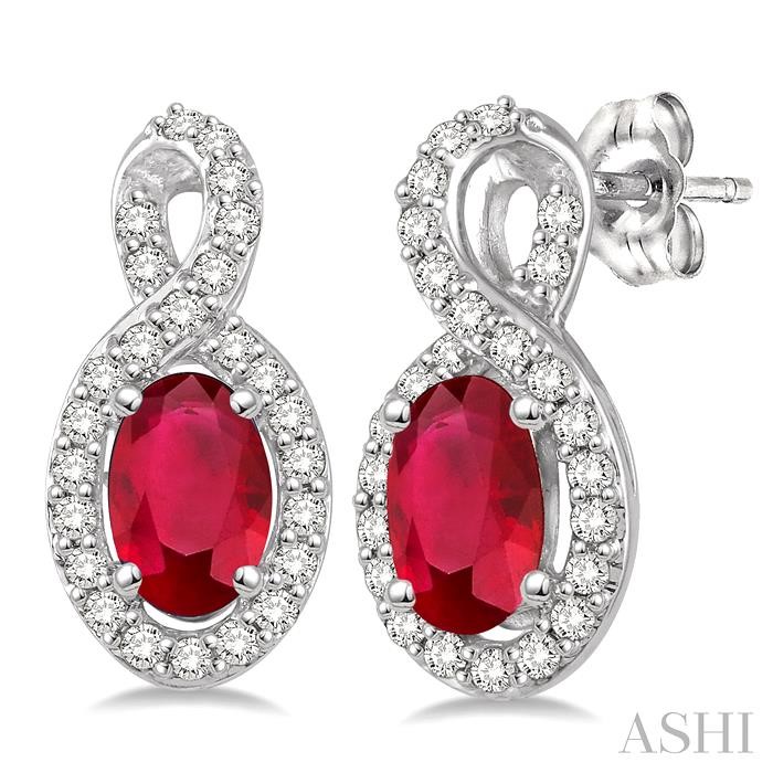 Oval Shape Gemstone & Halo Diamond Earrings Oval Shape Gemstone & Halo Diamond Earrings