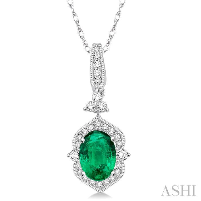 Oval Shape Gemstone & Halo Diamond Pendant Oval Shape Gemstone & Halo Diamond Pendant