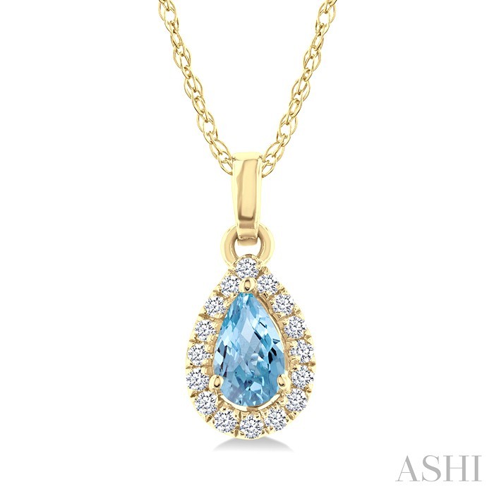 Pear Shape Gemstone & Halo Diamond Pendant