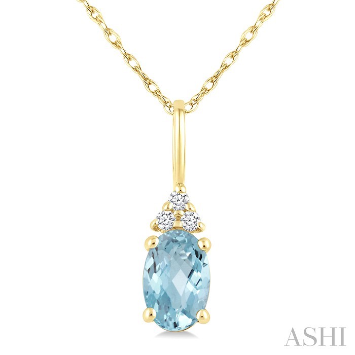 Oval Shape Gemstone & Diamond Pendant