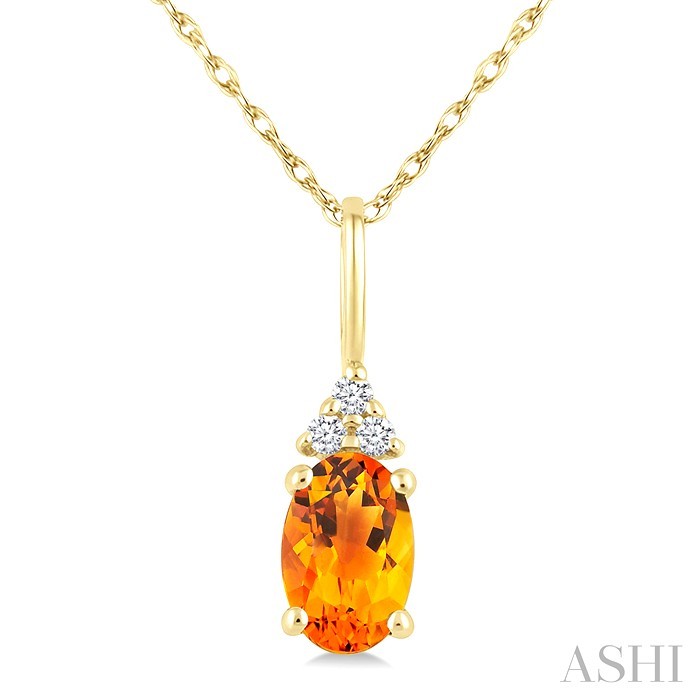 Oval Shape Gemstone & Diamond Pendant