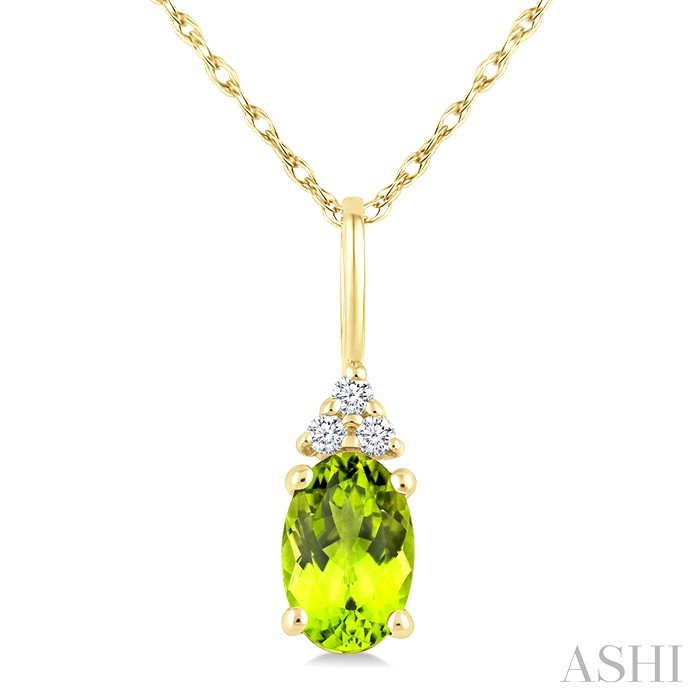 Oval Shape Gemstone & Diamond Pendant