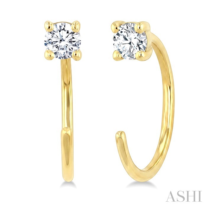 Round shape Petite Diamond Huggie Earrings