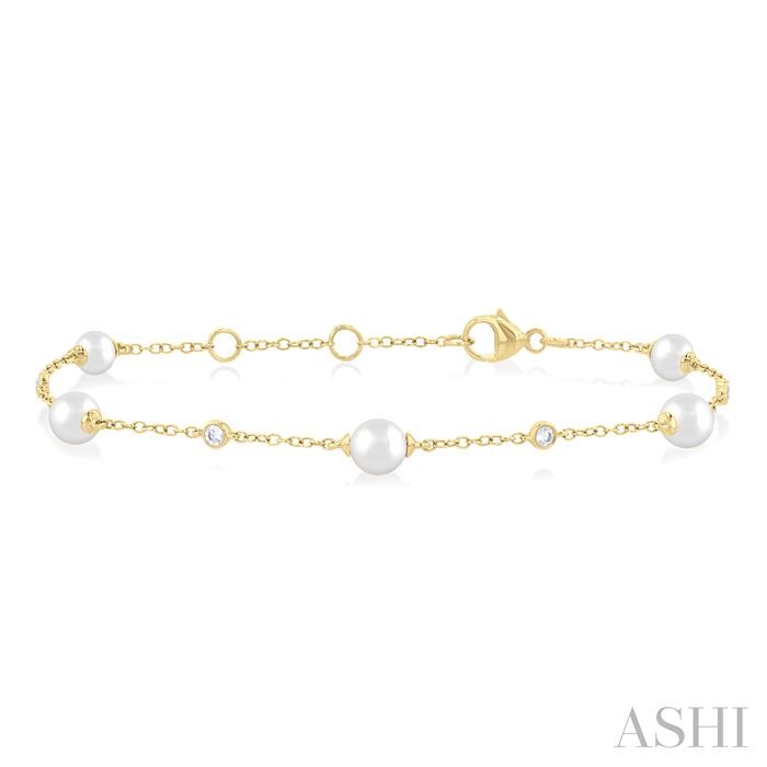 Pearl & Diamond Station Chain Bracelet