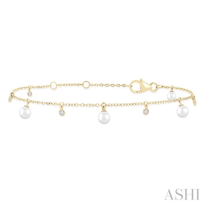Pearl & Diamond Station Chain Bracelet