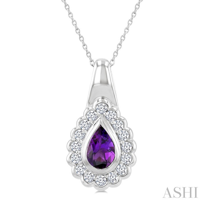 Silver Bold Pear Shape Gemstone Pendant