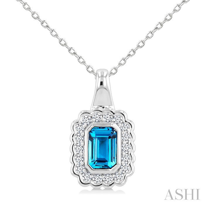 Silver Bold Emerald Shape Gemstone Pendant