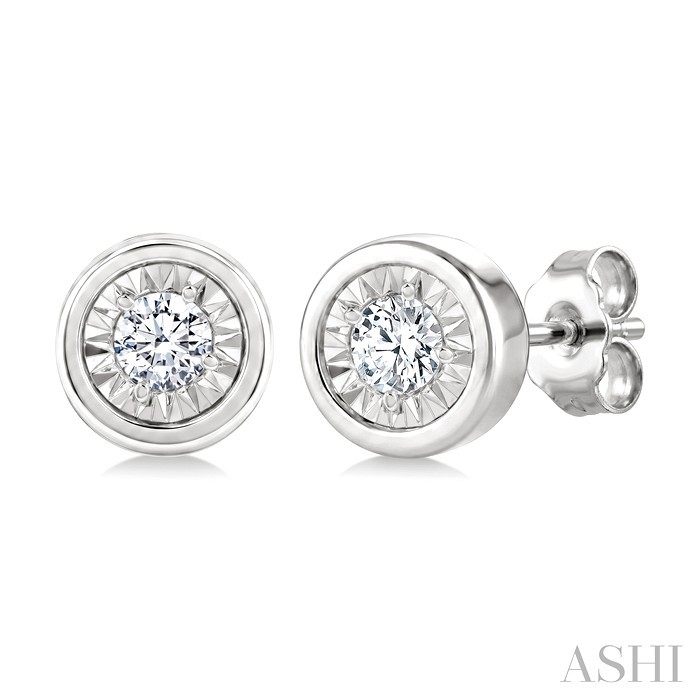 Silver Diamond Stud Earrings