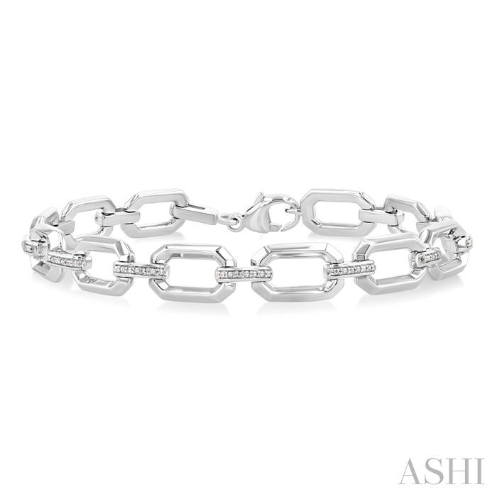 Silver Bold Rectangular Shape Link Diamond Fashion Bracelet Silver Bold Rectangular Shape Link Diamond Fashion Bracelet