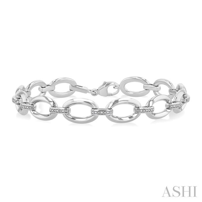 Silver Bold Oval Shape Link Diamond Fashion Bracelet Silver Bold Oval Shape Link Diamond Fashion Bracelet
