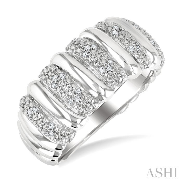 Silver Bold Ribbed Diamond Wide Band Silver Bold Ribbed Diamond Wide Band
