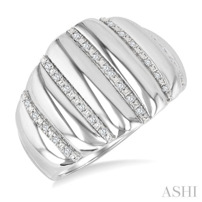 Silver Bold Ribbed Diamond Fashion Wide Band Silver Bold Ribbed Diamond Fashion Wide Band