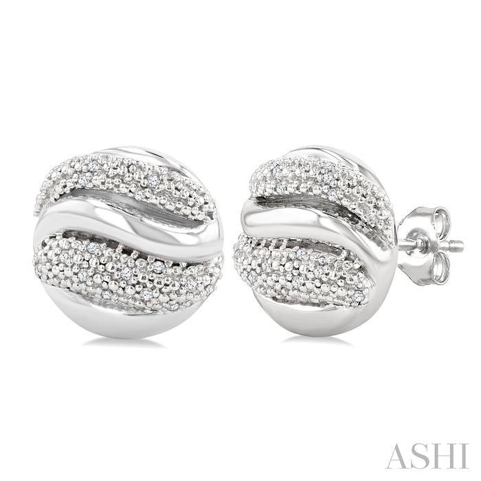 Silver Bold Ribbed Diamond Fashion Earrings Silver Bold Ribbed Diamond Fashion Earrings