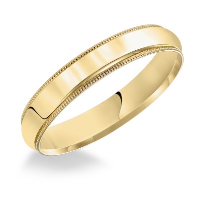 Goldman Comfort Fit Milgrain Edge Wedding Band 5mm, 14k Yellow Gold