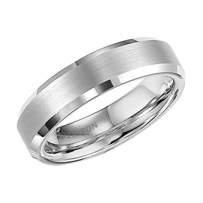Triton  Gts 6MM Comfort Fit White Tungsten Carbide Bevel Edge Band-Sz 10