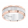 Tt Rose/Wh Tungsten Carbide 8MM Comfort Fit Flat Band - Sz 10-2