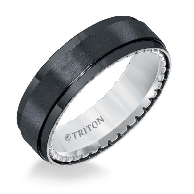 Triton  Black Titan/Ss Step Edge Comfort Fit Band - Sz 10