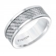 Tungsten Carbide 8MM Comfort Fit White With Silver Carbideon Fiber Center Band -Sz 10-1