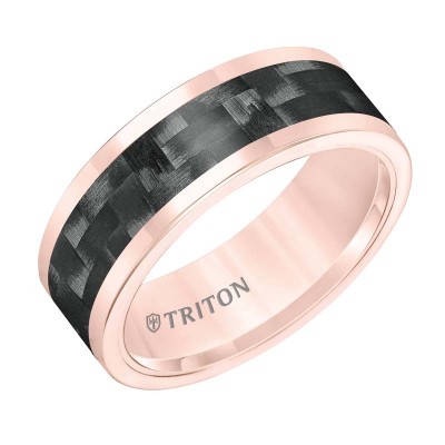 Tungsten Carbide 8MM Comfort Fit Rose Band - Sz 10