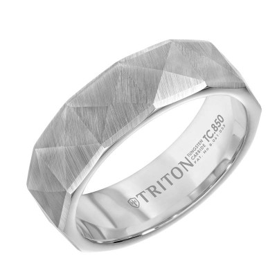 Triton 7MM Whit Tungsten Band/Engraved - Sz 10