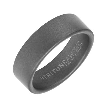 Triton Raw Gray Tungsten Carbide 7MM Raw With Sandblast Finish-Sz 10