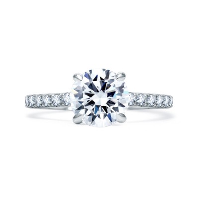 14K White Gold 0.33Ctw Semi Mount With 1.50Ct Round Head.