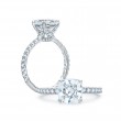 14K White Gold 0.48Ctw Semi Mount With 1.50Ct Cushion Head.-2