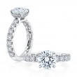 Modern Round Center Diamond Engagement Ring with A.JAFFE Quilts™ Interior-1