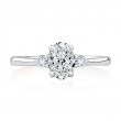 Three Stone Oval Cut Engagement Ring With Round Side Diamonds-2