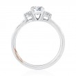 Three Stone Oval Cut Engagement Ring With Round Side Diamonds-3