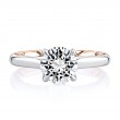 Elegant Two Tone Round Cut Solitaire Diamond Engagement Ring with Quilted Interior-2