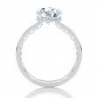 Four Claw Prongs Solitaire Round Diamond Center Engagement Ring with A.JAFFE Quilts™Interior-3