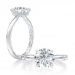 Four Claw Prongs Solitaire Round Diamond Center Engagement Ring with A.JAFFE Quilts™Interior-1