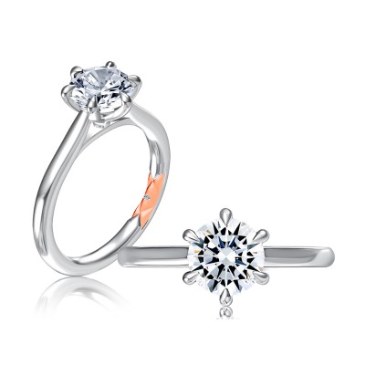 Six Prong Round Center Solitaire Diamond Engagement Ring