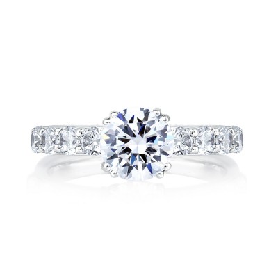 14K White Gold 0.40Ctw Semi Mount With 1.00Ct Head.