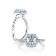 14K White Gold 0.45Ctw Semi Mount With 1.50Ct Cushion Head.-2