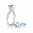 14K White Gold 0.26Ctw Semi Mount With 0.75Ct Head.-2