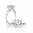 14K White Gold 0.39Ctw Semi Mount With 1.00Ct Head.-2