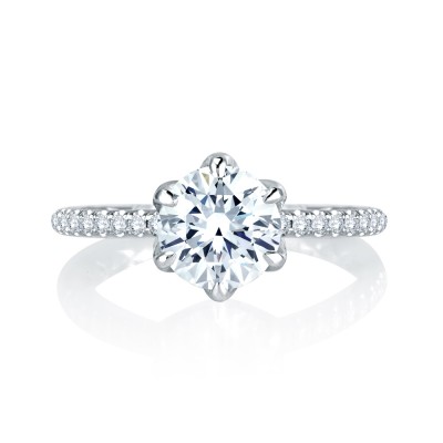14K White Gold 0.33Ctw Semi Mount With 1.50Ct Head.