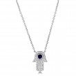 Sachs Signature 14KW .10Ctw Round G-H/SI Diamond W/Saph Hamsa Necklace-1