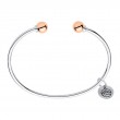 SS/14K Rose Gold Double Ball Cuff 6.5-1