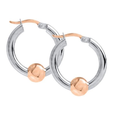 SS/RG Cape Cod Bead Hoop Earrings